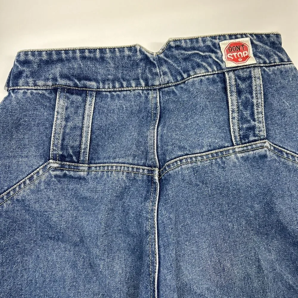 Vintage 80’s Blue Jeans Don’t Stop Denim Baggy Junior Women’s Size 11/12 - Picture 8 of 11